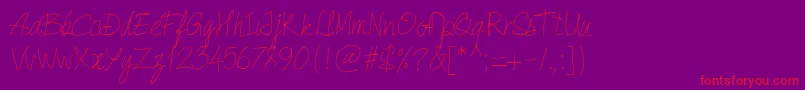 PwQuickWrite-fontti – punaiset fontit violetilla taustalla