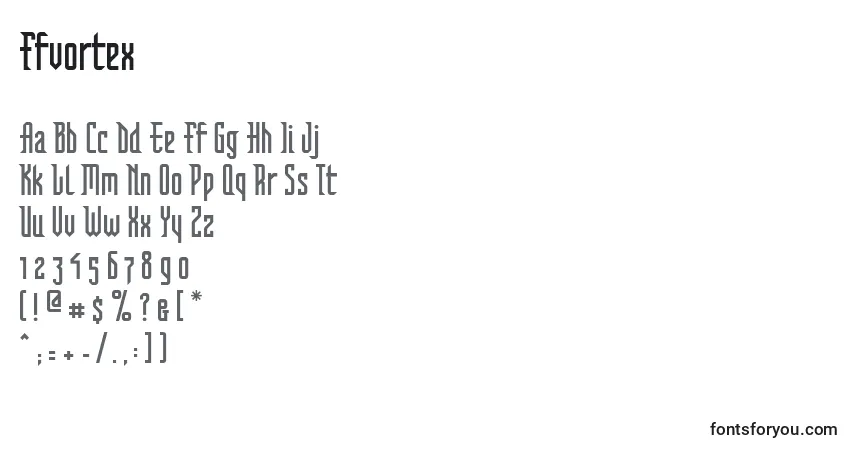 Schriftart Ffvortex – Alphabet, Zahlen, spezielle Symbole