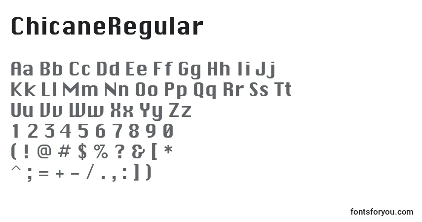 Шрифт ChicaneRegular – алфавит, цифры, специальные символы