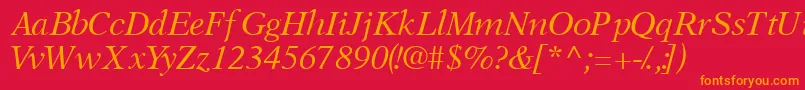 Fonte OrchidsskItalic – fontes laranjas em um fundo vermelho