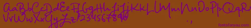 BigRiverScriptSample-Schriftart – Violette Schriften auf braunem Hintergrund