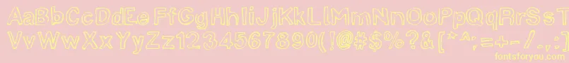 LinotypemineruOutline-Schriftart – Gelbe Schriften auf rosa Hintergrund