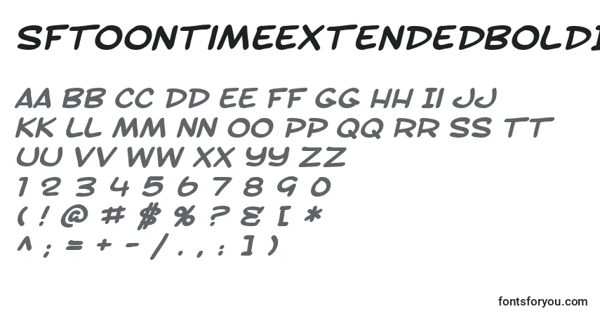 Czcionka SfToontimeExtendedBoldItalic – alfabet, cyfry, specjalne znaki