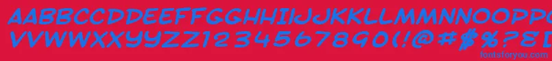 SfToontimeExtendedBoldItalic Font – Blue Fonts on Red Background