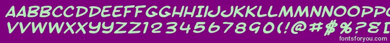 SfToontimeExtendedBoldItalic Font – Green Fonts on Purple Background