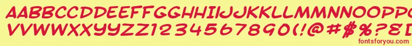 SfToontimeExtendedBoldItalic Font – Red Fonts on Yellow Background