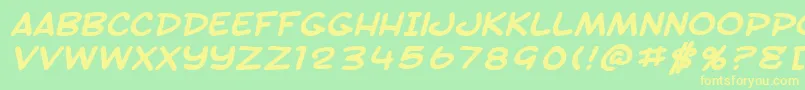 SfToontimeExtendedBoldItalic Font – Yellow Fonts on Green Background