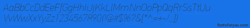 Police PfdintextproExtrathinitalic – polices noires sur fond bleu