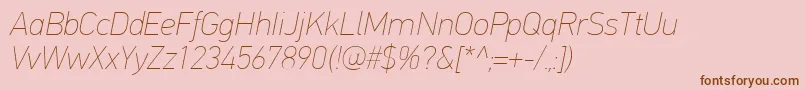 PfdintextproExtrathinitalic-Schriftart – Braune Schriften auf rosa Hintergrund