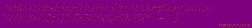 PfdintextproExtrathinitalic-Schriftart – Braune Schriften auf violettem Hintergrund