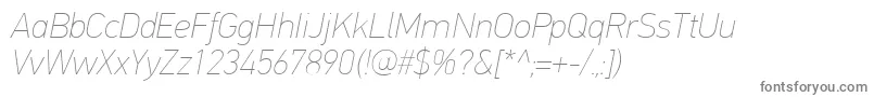 PfdintextproExtrathinitalic Font – Gray Fonts on White Background