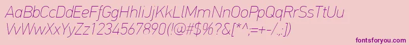 Police PfdintextproExtrathinitalic – polices violettes sur fond rose