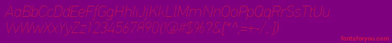 PfdintextproExtrathinitalic Font – Red Fonts on Purple Background