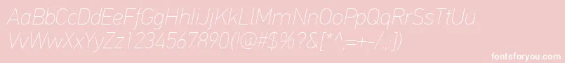 PfdintextproExtrathinitalic-Schriftart – Weiße Schriften auf rosa Hintergrund
