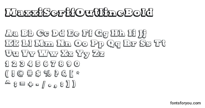Шрифт MaxxiSerifOutlineBold – алфавит, цифры, специальные символы