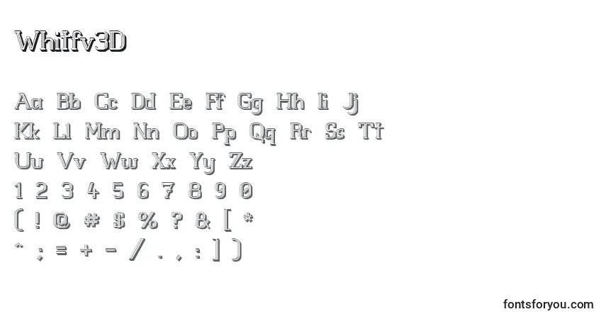 A fonte Whitfv3D – alfabeto, números, caracteres especiais