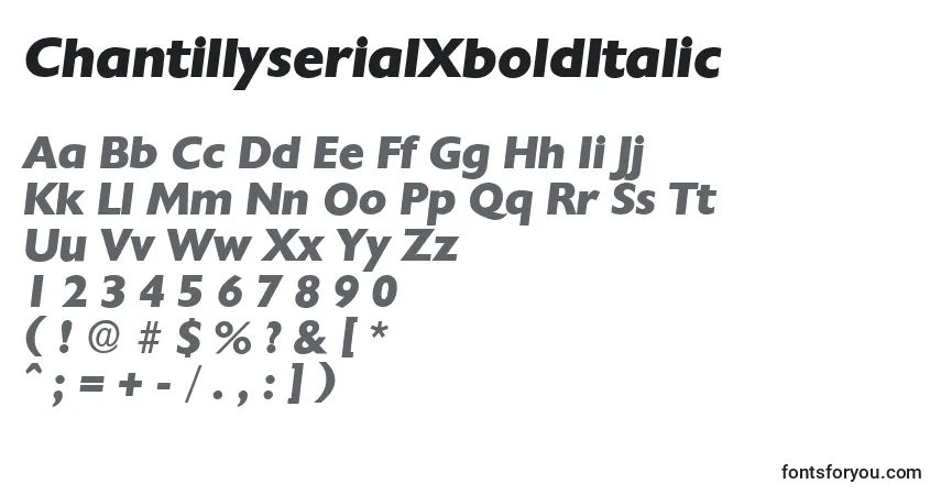 Schriftart ChantillyserialXboldItalic – Alphabet, Zahlen, spezielle Symbole