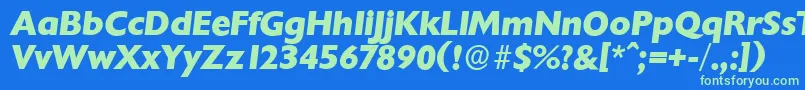 Czcionka ChantillyserialXboldItalic – zielone czcionki na niebieskim tle