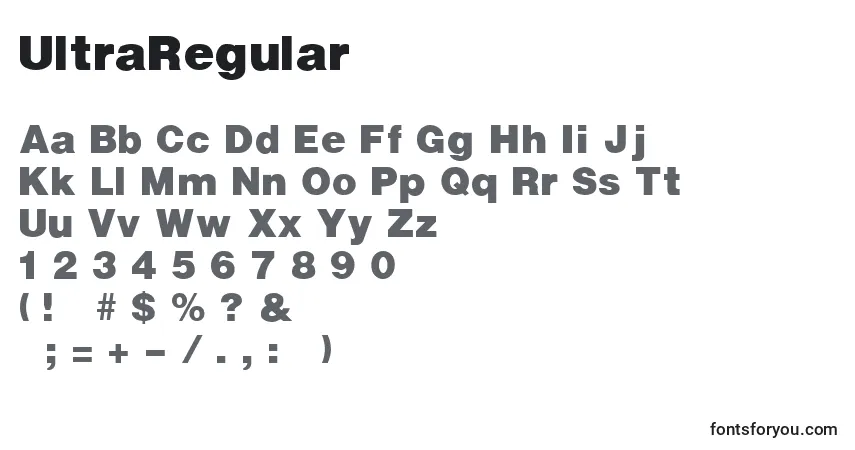 Czcionka UltraRegular – alfabet, cyfry, specjalne znaki
