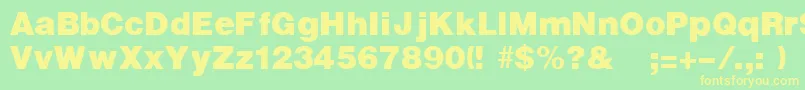 フォントUltraRegular – 黄色の文字が緑の背景にあります