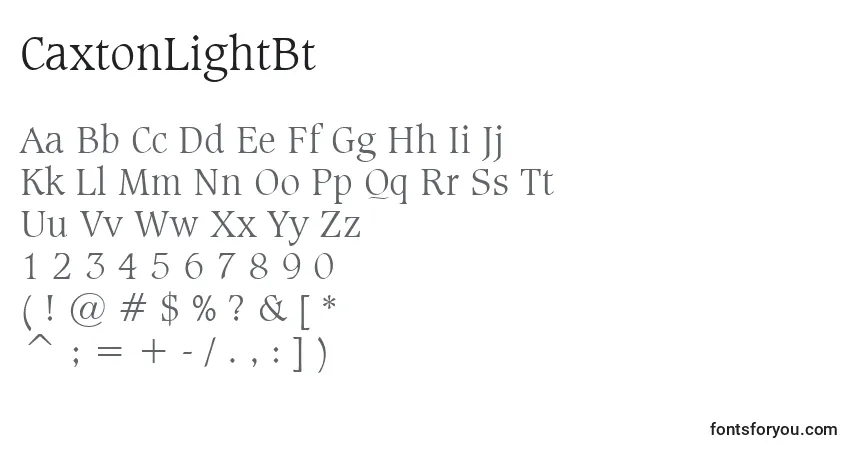 A fonte CaxtonLightBt – alfabeto, números, caracteres especiais