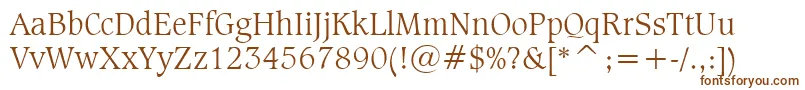 CaxtonLightBt-fontti – ruskeat fontit valkoisella taustalla