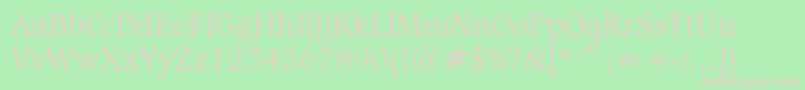 CaxtonLightBt-fontti – vaaleanpunaiset fontit vihreällä taustalla
