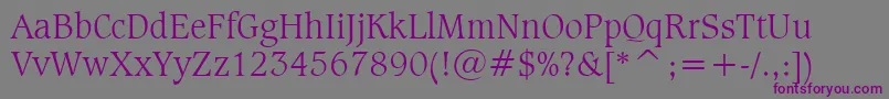 CaxtonLightBt-fontti – violetit fontit harmaalla taustalla
