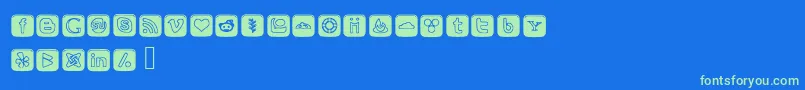 SocialOutlineIcons-Schriftart – Grüne Schriften auf blauem Hintergrund