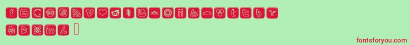SocialOutlineIcons Font – Red Fonts on Green Background