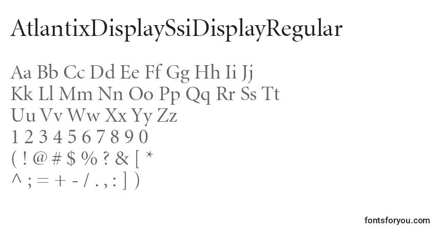 Czcionka AtlantixDisplaySsiDisplayRegular – alfabet, cyfry, specjalne znaki