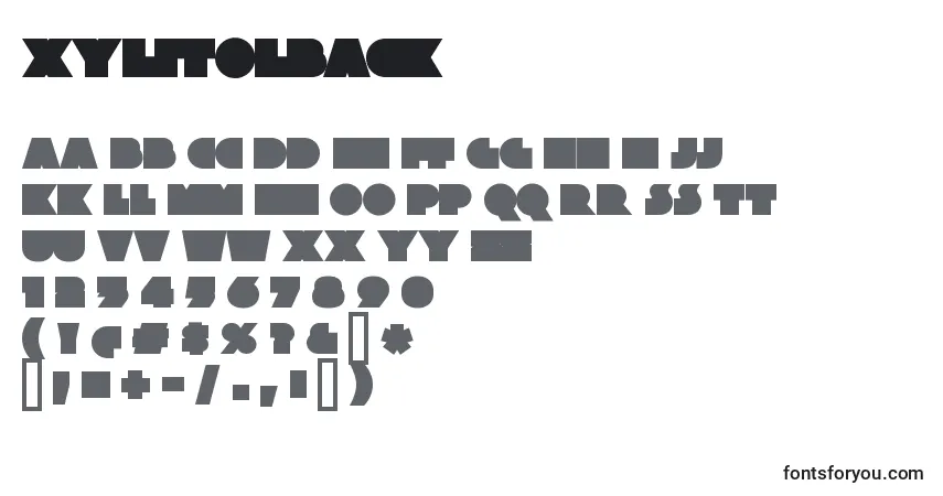 A fonte XylitolBack – alfabeto, números, caracteres especiais