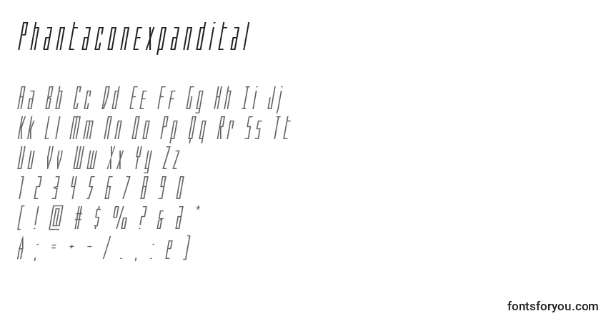 A fonte Phantaconexpandital – alfabeto, números, caracteres especiais