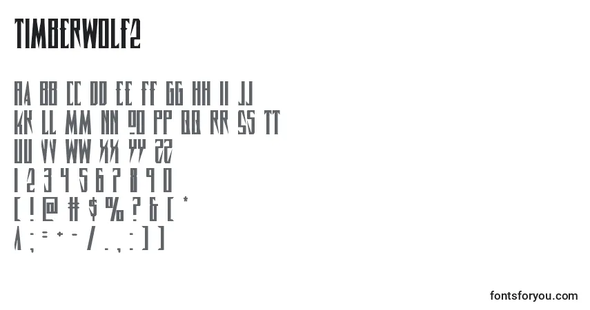 Czcionka Timberwolf2 – alfabet, cyfry, specjalne znaki