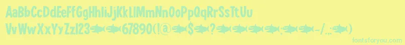 Czcionka LuckyGoldfishDemo – zielone czcionki na żółtym tle