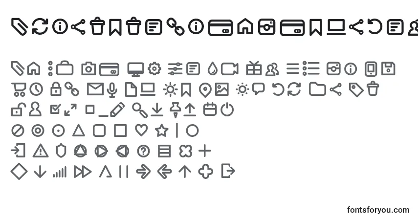A fonte AristotelicaIconsRegularTrial – alfabeto, números, caracteres especiais
