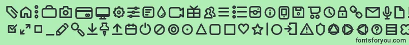 フォントAristotelicaIconsRegularTrial – 緑の背景に黒い文字