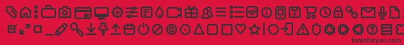 フォントAristotelicaIconsRegularTrial – 赤い背景に黒い文字