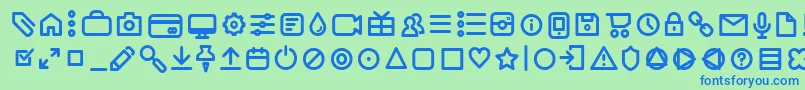 フォントAristotelicaIconsRegularTrial – 青い文字は緑の背景です。