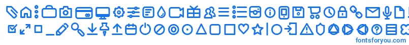 フォントAristotelicaIconsRegularTrial – 白い背景に青い文字