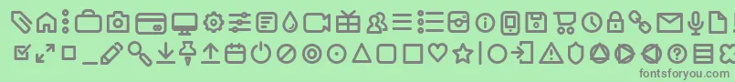 フォントAristotelicaIconsRegularTrial – 緑の背景に灰色の文字