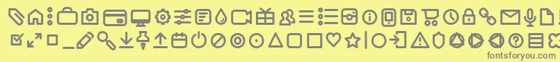 フォントAristotelicaIconsRegularTrial – 黄色の背景に灰色の文字