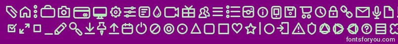 フォントAristotelicaIconsRegularTrial – 紫の背景に緑のフォント