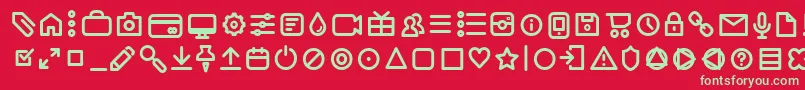 フォントAristotelicaIconsRegularTrial – 赤い背景に緑の文字