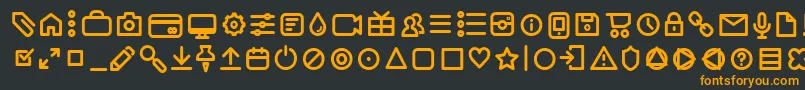 フォントAristotelicaIconsRegularTrial – 黒い背景にオレンジの文字