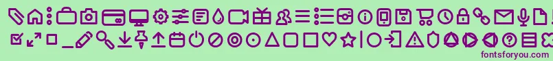 フォントAristotelicaIconsRegularTrial – 緑の背景に紫のフォント