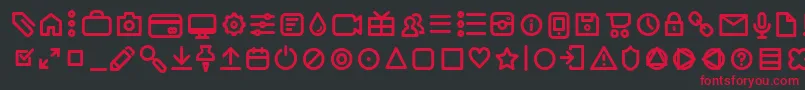 フォントAristotelicaIconsRegularTrial – 黒い背景に赤い文字