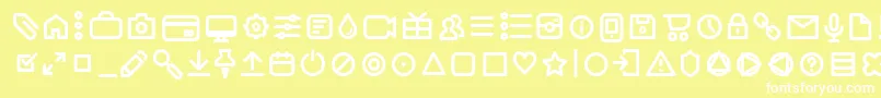 フォントAristotelicaIconsRegularTrial – 黄色い背景に白い文字