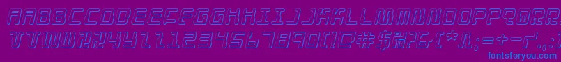 DroidLover3DItalic-Schriftart – Blaue Schriften auf violettem Hintergrund