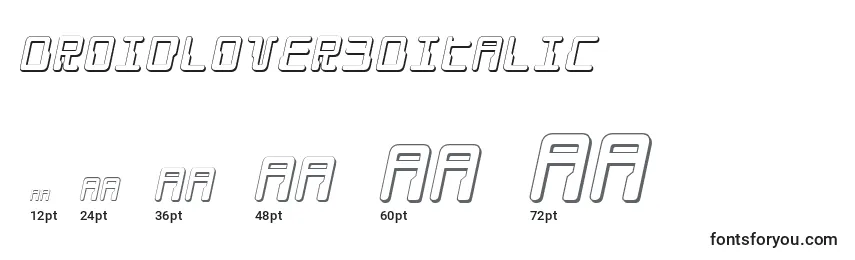 DroidLover3DItalic Font Sizes